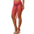 thumbnail image 4 of INSPIRE CHIC Women's Hollow Out Tassle Skirts Beach Cover Up Fish Net Wrap Mesh Sheer Maxi Sarong Swimwear XS Hot Pink, 4 of 5
