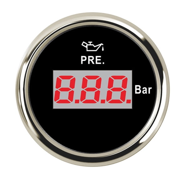 52mm Digital Oil Pressure Gauge Red Backlight For Car Boat 0-10Bar Oil Pressure Meters LCD Display 12V 24V ,Wide Applicability