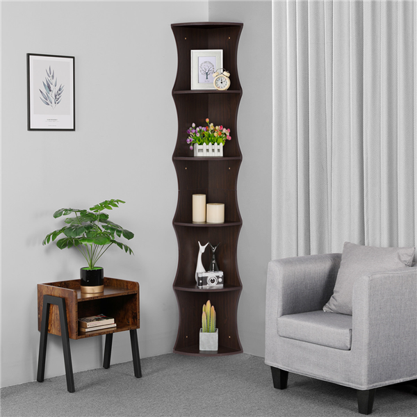 5Tier Corner Shelf Stand Display Bookshelf Rack