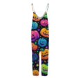 thumbnail image 4 of Women's Halloween Jumpsuits Skeleton Spiderweb Halter Backless Spooky Rompers Ghost Castle Sleeveless Horror Overalls, S, 4 of 6