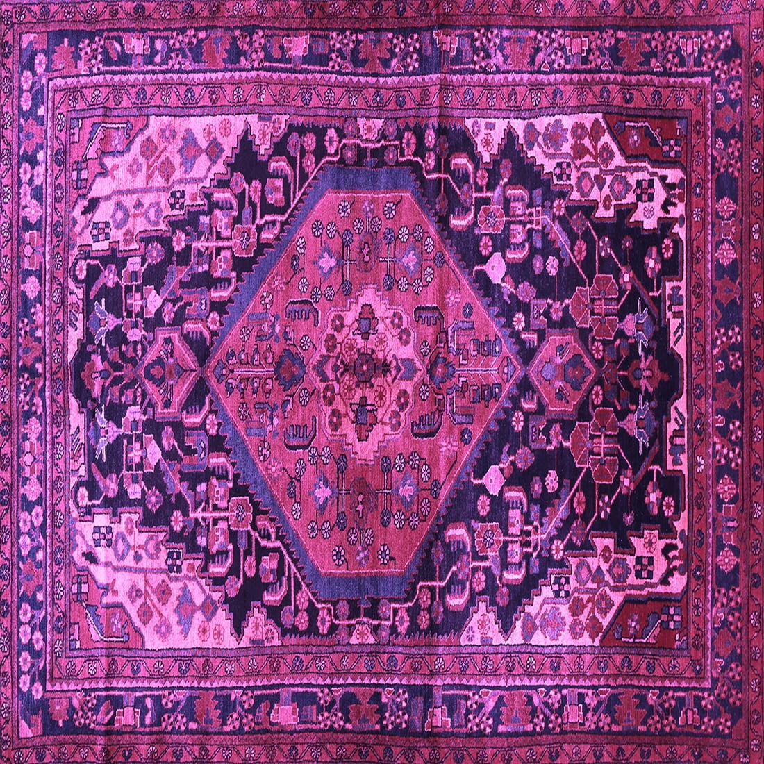 Ahgly Company Indoor Square Persian Purple Traditional Area Rugs, 7 ...