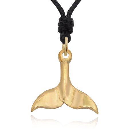 Unique Whale Tail Silver Handmade Brass Charm Necklace Pendant Jewelry With Cotton Cord
