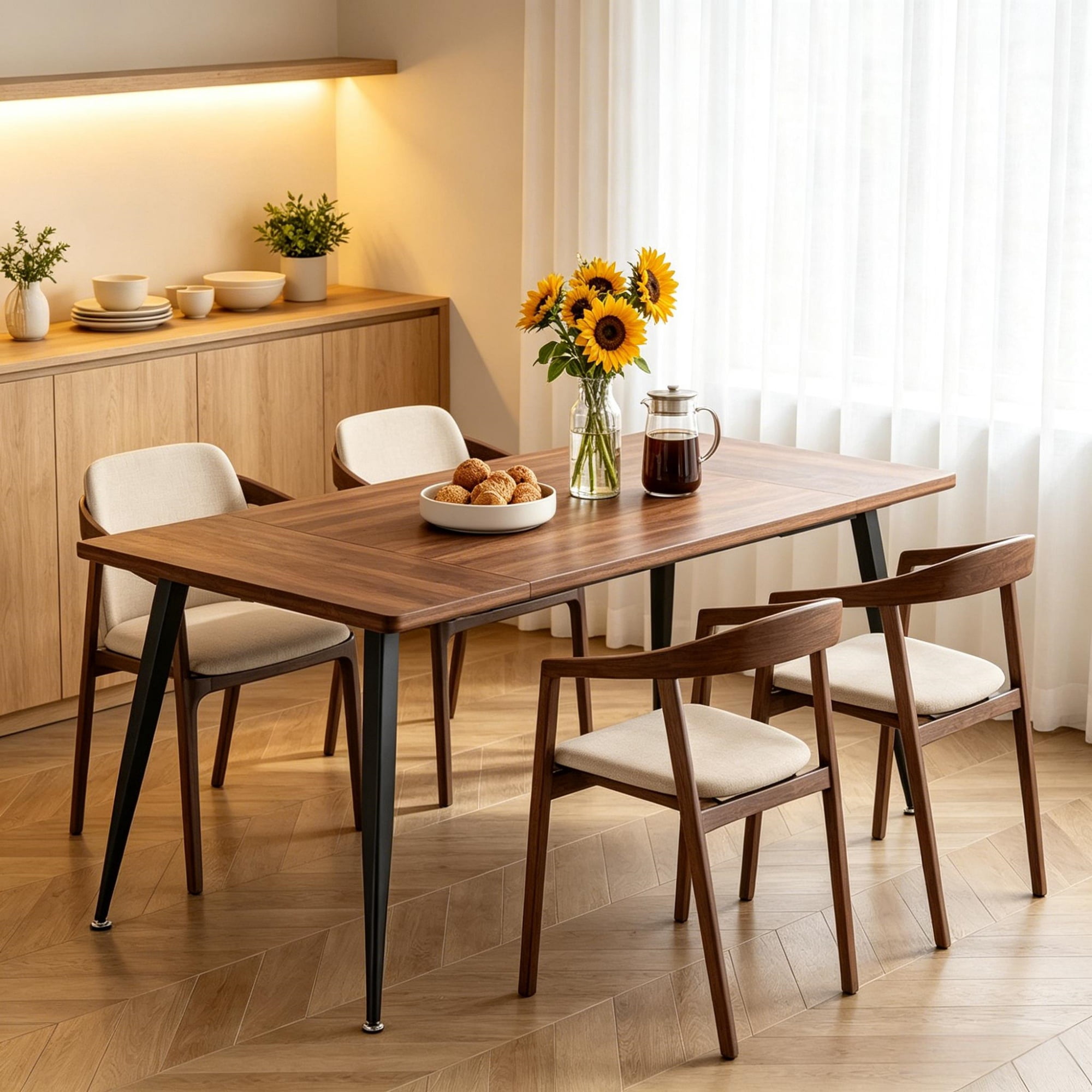 Dining Table, 71 in x 31.5 in Industrial Rectangular Table, MDF Top with Steel Legs, 176 lb Capacity