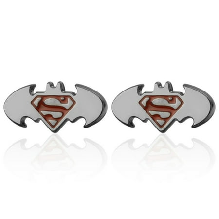 Batman Superman Symbol Cufflinks Silvertone Anti-Tarnish Superhero Jewelry, CL-15