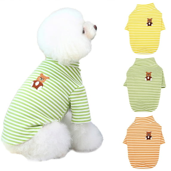 SPRING PARK Autumn Dog Striped Pattern Pullover, Pet Cotton Two Leg Vest Tee Shirt, Summer Dog Soft Breathable Shirts for Small Medium Dog Cat Clothes