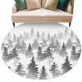thumbnail image 2 of Black Grey Forest Round Area Rug 7 FT,Non Slip Living Room Area Carpet,Contemporary Silhouette Abstract Art Washable Soft Circular Rug Non-Shedding Floor Carpet for Bedside Office Play Room Classroom, 2 of 9