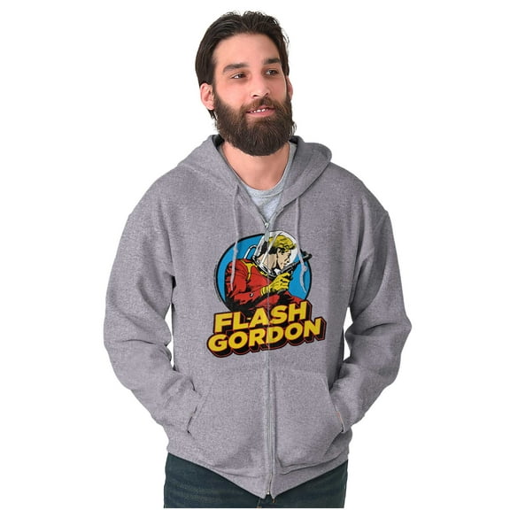 Flash Gordon Vintage Space Comic Hero Zip Up Hoodie Men's Women's Brisco Brands S