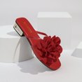 thumbnail image 5 of Women's Floral Block Heels Square Toe Elegant Dressy Slide Sandals Wedding Party Date Night Heel Sandals Red 5.5(36), 5 of 6