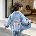 thumbnail image 5 of Toddler Girls Cute Embroidery Denim Jacket, Long Sleeve Coat With Side Pockets Fashion Casual Outerwear for Spring Autumn Baby Girls Blue 01 18-24 Months, 5 of 7