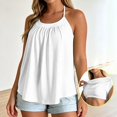 thumbnail image 2 of OOOUM Women Pleated T Back Tank Top Solid Spaghetti Strap Pullover Scoop Neck Flowy Loose Fit Lightweight Beach Casual Layering Camisole White S, 2 of 6