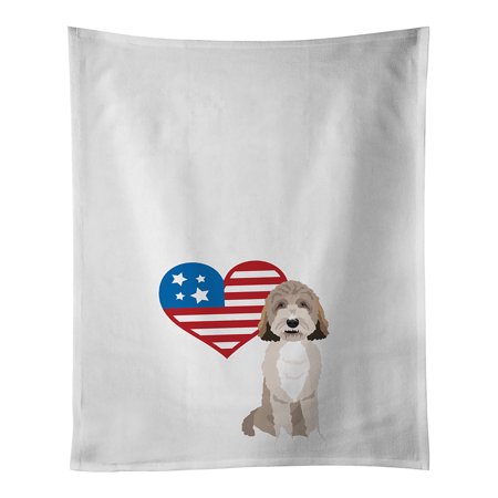 

Doodle Tricolor #1 Patriotic White Kitchen Towel Set of 2 19 in x 28 in