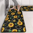 thumbnail image 2 of Kitchen Rugs Sets Of 2,Black Geometric Sunflower Pattern Anti Fatigue Kitchen Mat Rugs Non Slip Washable,Decorative Kitchen Floor Mats for Kitchen,Sink,Laundry,17"x47"+17"x47", 2 of 5