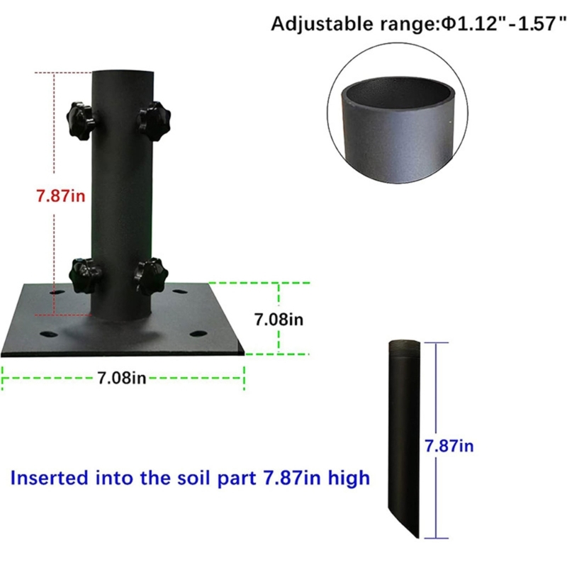 Deck Mount Umbrella Holder Adjustable Diameter Heavy Duty Steel Outdoor