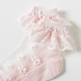 thumbnail image 3 of CUITING 5 Pairs Ruffle Frilly Socks Toddler Girls Princess Cotton Frilly Socks Lace Ankle Dress Socks Summer Mesh Socks, 3 of 7