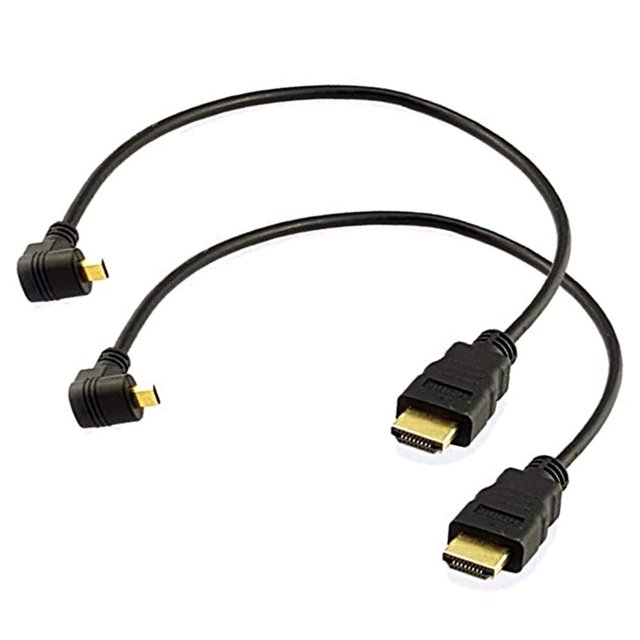 Seadream Cable Micro Hdmi A Hdmi En Ángulo, Paquete De 2, 1 Pie, Ángulo Hacia Abajo De 90 Grados, Conector De Cable Micro Hdmi Macho A Hdmi Macho (Paquete De 2 En Ángulo Hacia Abajo)