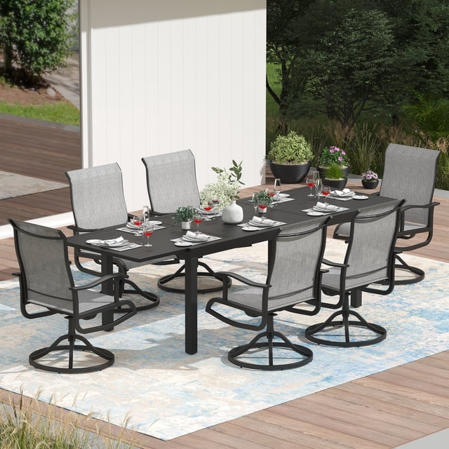 Outdoor Swivel Patio Dining Chairs Set of 6, All Weather Patio Textilene Chair High Back Outdoor Swivel Rocker Set