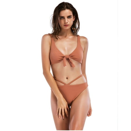 - SweatyRocks Women's Sexy Bikini Swimsuit Tie Knot Front Swimwear Set