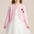 thumbnail image 5 of XUNKUSGA Girls Cardigan with Single-Button Lightweight Cotton Knit Cardigan for Girls Cute Hollow Out Scalloped Long Sleeve Cardigan Shrug School Daily Outfits,6-12 Months, 5 of 9