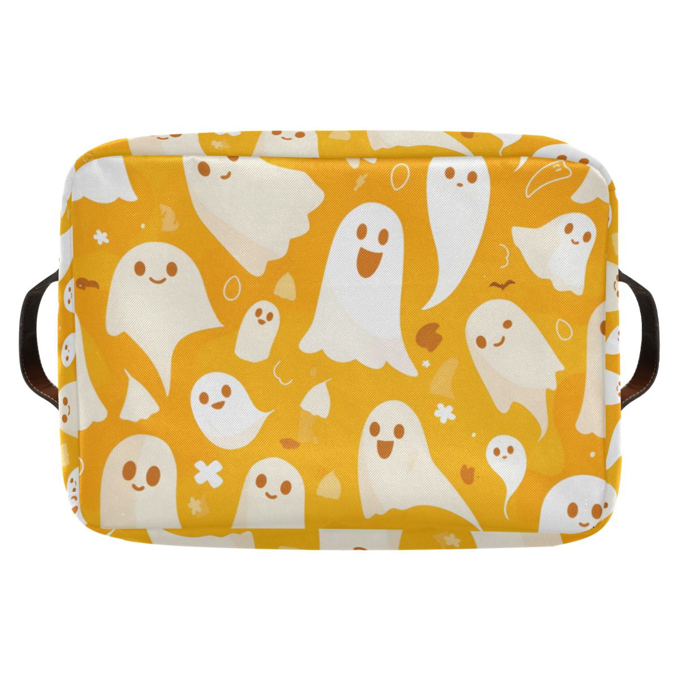 Ryvnso Ghost Halloween Storage Basket Large Bin Foldable Boxes Toys Organizer 14.2x10.2x8.3in 2 PCs