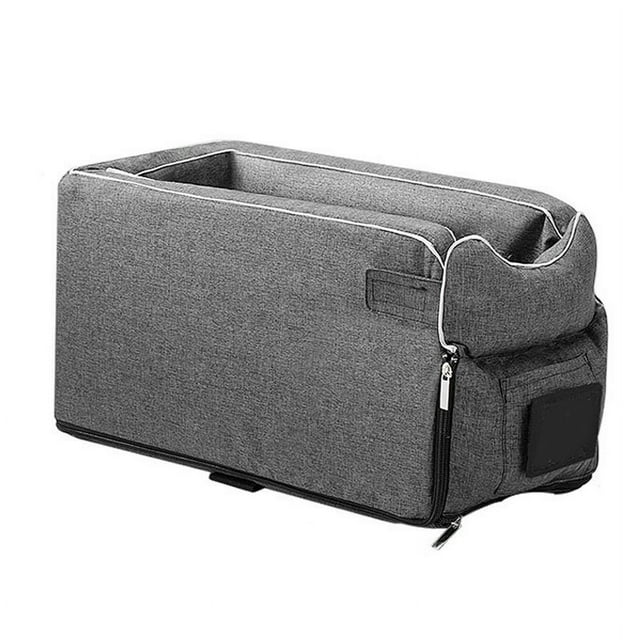 Asiento elevador universal para coche con consola central para perros, portátil, para las 4 estaciones, cuadrado, gris