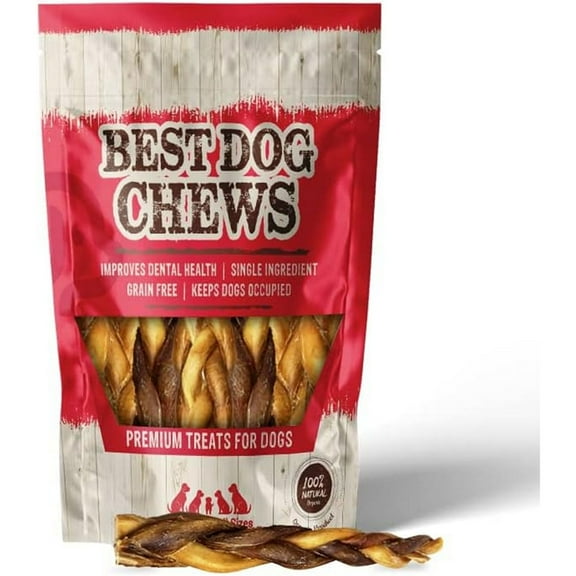 Best Dog Chews - Premium Braided Bully Sticks - 12" (3 Count) - 30-50g - 100% Natural Grass-Fed Beef - Odor & Rawhide Free - For All Breeds - Fully Digestible - Dental Treat - Long Lasting Chews