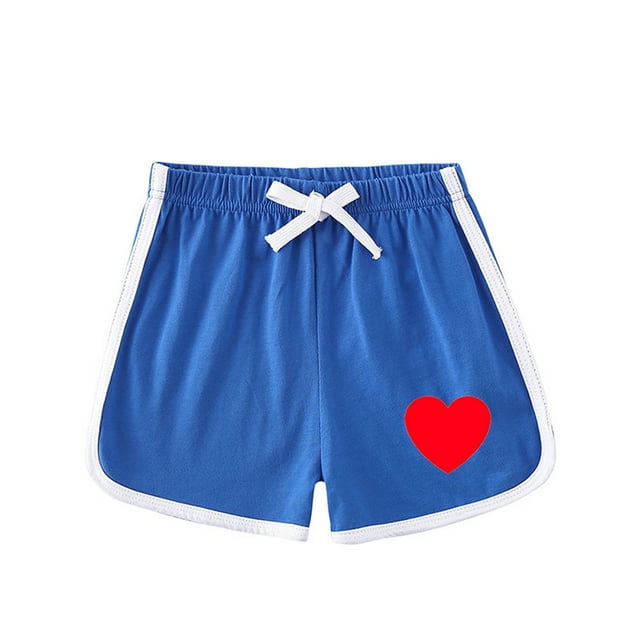 Odeerbi 1-8 Años Niños Niñas Pantalones Cortos de Algodón de Verano Love Print Workout Pantalones Cortos Deportivos Casual Sueltos Pantalones Cortos Cómodos