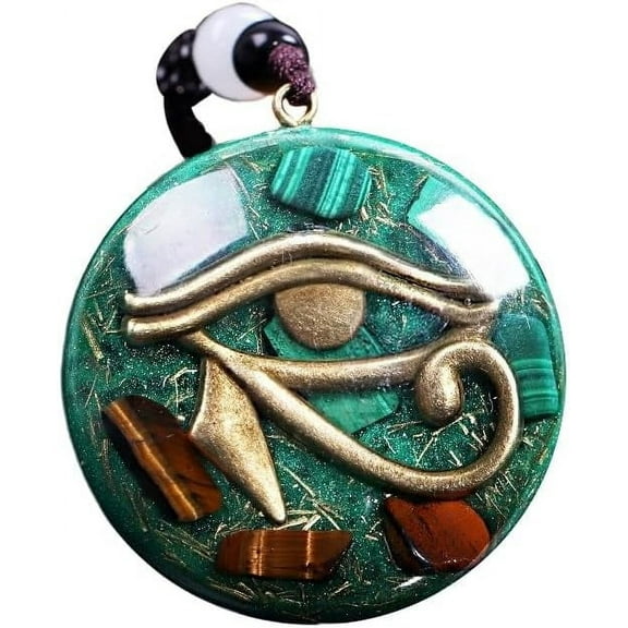 Malachite Orgone Eye of Horus Emf Protection Necklace,Orgone Energy Necklace,Healing Crystal Malachite Udjat Eye Necklace