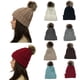 thumbnail image 2 of Gorro de lana con puños y pompón de piel sintética afelpada y forro polar, tejido con cable grueso, bola de lana, cálido, para mujer, 2 of 3