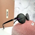 thumbnail image 1 of New MIU MIU Sunglasses Black Round Gold Metal Logo 100% Authentic Womens MU04ZS, 1 of 6