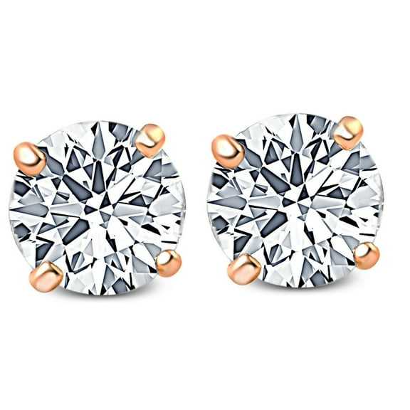 Pompeii 3/4ct Diamond Studs Screw Back 14K Rose Gold (G/H,I1-I2)