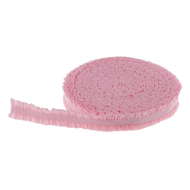 10 yardas 13mm ribete de encaje con volantes elástico Spandex banda tutú vestido DIY costura artesanal Rosado Zulema Borde de encaje elástico recortado