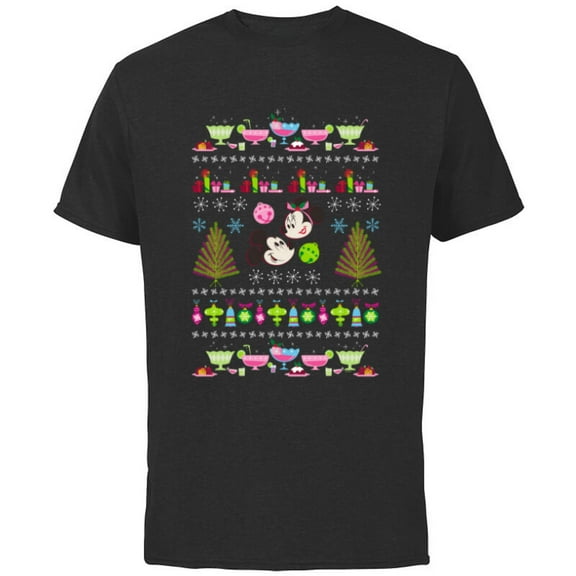 Disney Mickey & Minnie Mouse Ugly Christmas - Short Sleeve Cotton T-Shirt for Adults - Customized-Royal Heather