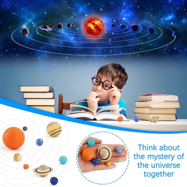 MesaSe The System Plastic Solar Toys Planet Cosmic 9Pcs Model Simulation Educational Decoration & Hangs (Desktop Ornament)