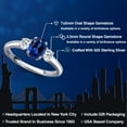 thumbnail image 2 of Gem Stone King 925 Sterling Silver Blue Created Sapphire and White Topaz Engagement Ring for Women | 1.43 Cttw | Oval 7X5MM | Gemstone September Birthstone | Size 7, 2 of 6