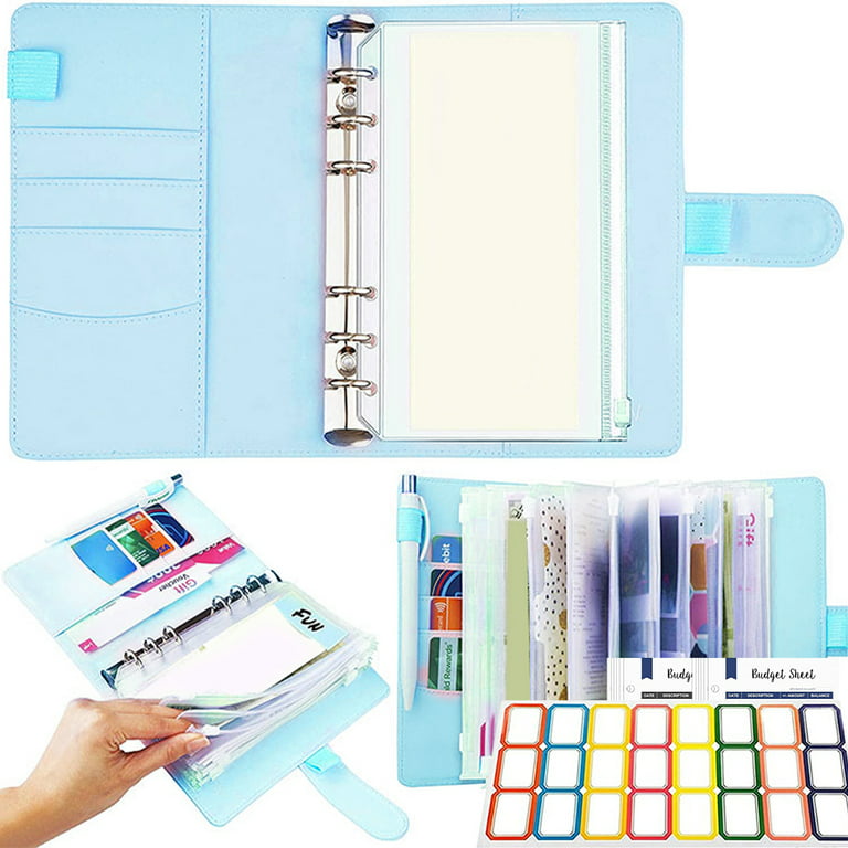Multifunctional A6 Budget Binder with 12 Clear Zip Pockets and 12 Budget  Sheets PU Cash Envelopes Portable Envelopes Organizer for Budgeting and  Money Saving 
