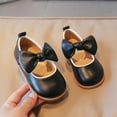 thumbnail image 4 of FAOWME Fashion Autumn Girls Casual Shoes Thick Sole Flat Round Toe Bow Lightweight Solid Color Dress Shoes Black 2.5-3 Years, 4 of 5