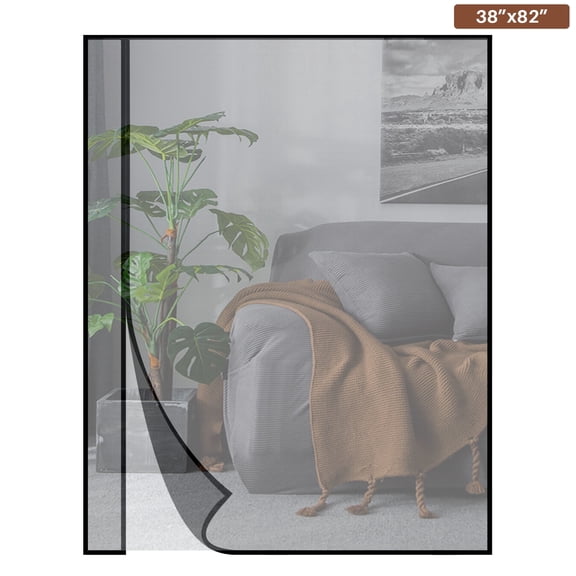 Reversible Left/Right Opening Magnetic Screen Door Fits Door Size 36"x80", Screen Size 38"x82", Removable Upgraded Polyester Screen Mesh with Strong Magnets for Front/Back Patio Door, Black