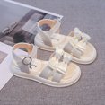 thumbnail image 2 of Xfvqtps Kids Girls Summer Princess Sandals Open Toe Lace Bow Hook and Loop Soft Sole Flats Shoes, 2 of 9