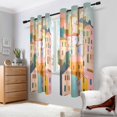 thumbnail image 2 of Yayeee Window Curtains Set of 2 for Living Room Light Filtering 63"x52", Orange Cityscape Painting, 2 of 7