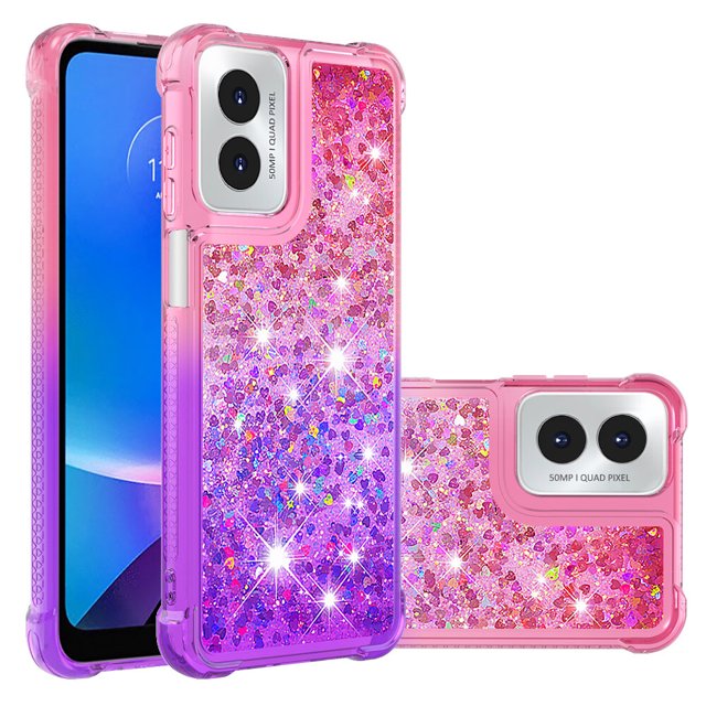 Funda para Motorola MOTO G Play 4G 2024 Transparente con Brillos Carcasa Protectora Antigolpes con Glitter Brillante