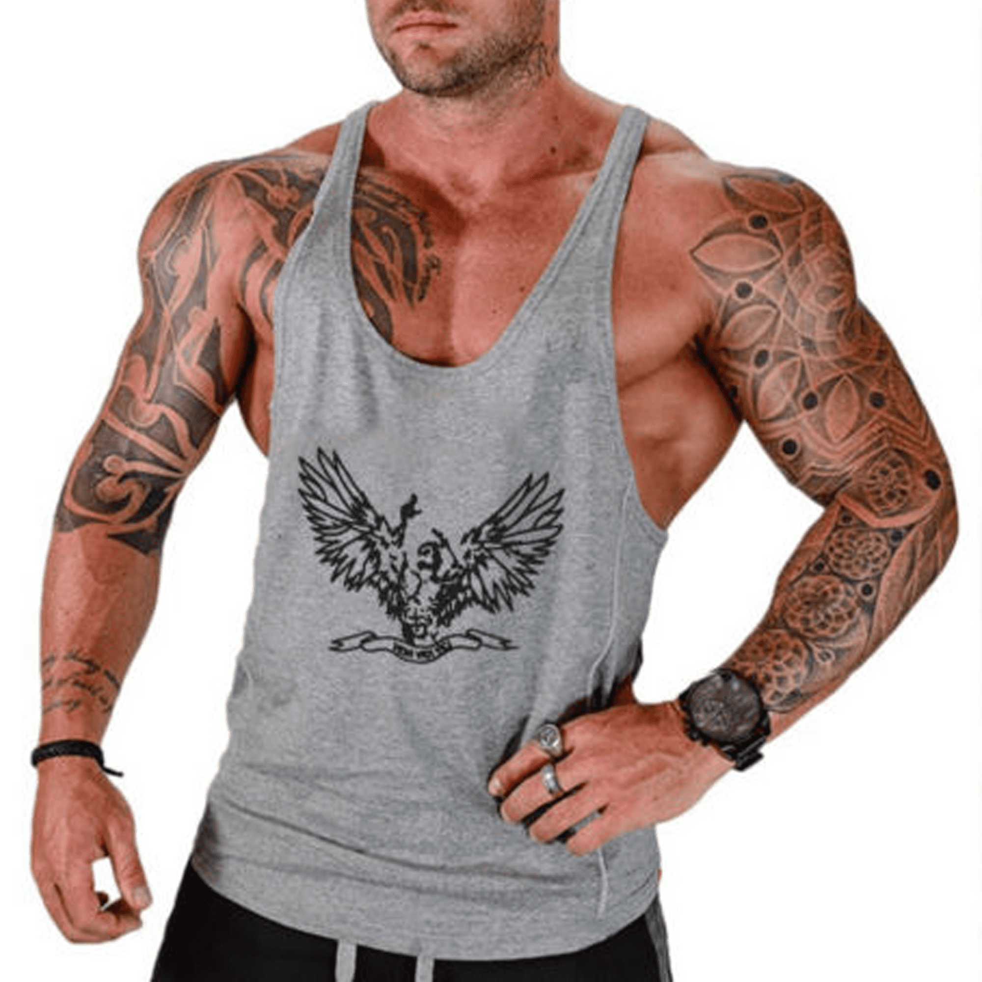 COWBI Mens Vest Muscle Sleeveless Shirt Gym Bodybuilding Tank Top Stringers 