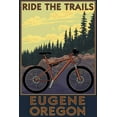 thumbnail image 4 of Eugene, Oregon - Mountain Bike - Lantern Press Artwork (16x24 Giclee Art Print, Gallery Framed, Silver Wood), 4 of 4