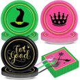 thumbnail image 2 of PYYNA-Witch Themed Party Decorations Pink and Green Plates and Napkins Princess and Witch Birthday Paper Plates Napkins Exploding Star Broom Hat Dessert Tableware for Halloween Birthday Party Supplie, 2 of 3