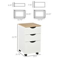 thumbnail image 3 of HOMCOM 3-Drawer Storage Cabinet with Wheels for Home Office, White and Natural, 3 of 10