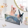thumbnail image 5 of BZSMCE Acrylic 4 Compartments Pencil Holder Organizer Makeup Brush Holder In Azure Parrot Family Nest Pattern, 5 of 6