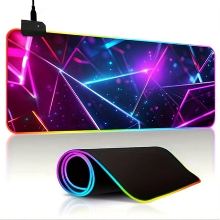LED Mouse Pad 35.4x15.7 inch, Large RGB Glow Gaming Mouse Pad for Computer Keyboard, 12 Cool Lighting Modes, Anti-Slip Base, Waterproof, Stain Resistant, Desk Mouse Pad for Wireless Mouse