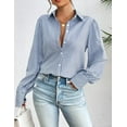 thumbnail image 4 of Zeagoo Womens Blouses Dressy Casual Spring Stripe Long Sleeve Shirts Button Down Tops Fashion, 4 of 7