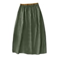 thumbnail image 3 of Maxi Skirts for Women Soild Cotton Linen Midi Length Long Skirt Casual Beach Party Holiday High Waist A-Line Skirt with Pockets Dark XL, 3 of 3