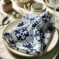 thumbnail image 3 of Vargottam Premium Cotton Muslin Napkins - Set of 12, 20-Inch Blue Geometric Print, Soft and Absorbent Cloth Napkins for Dining, Decor, Weddings, and Special Occasions - Machine Washable, Table Linens, 3 of 7