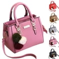 thumbnail image 2 of Bolso de mano a la moda para mujer, bolso de hombro, bolso cruzado de cuero con colgante de bola de pelo, bandolera de lujo, 2 of 5